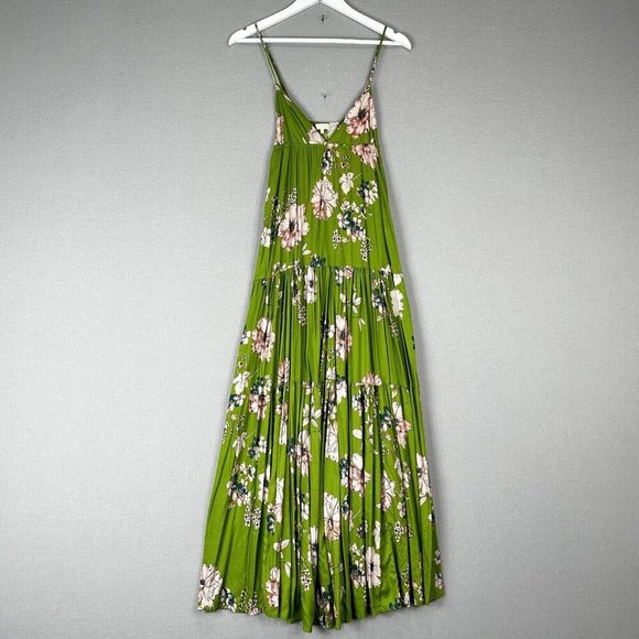 Sun Becomes Her Dresses & Skirts - Sun Becomes Her Revolve Womens Dress 6 Green Solstice Trapeze Maxi Floral Tiered